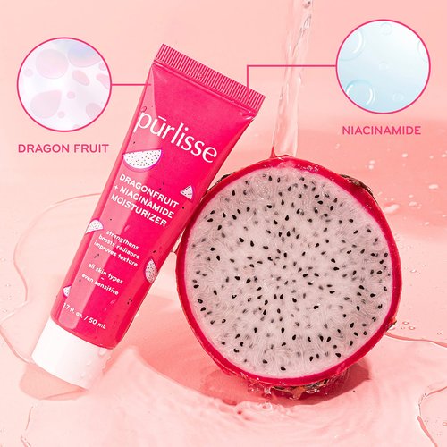 pūrlisse Dragonfruit + Niacinamide Hydrating Face Moisturizer - Face Moisturizer for Radiance & Improved Texture - Strengthens Skin Barrier, Reduces Blemishes & Fights Signs of Aging (1.7 Fl oz)
