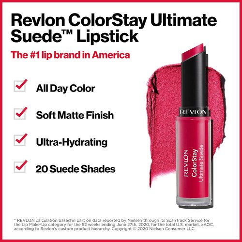 REVLON ColorStay Ultimate Suede Lipstick - High Impact Moisturizing Formula, 055 Iconic, 0.09 Oz