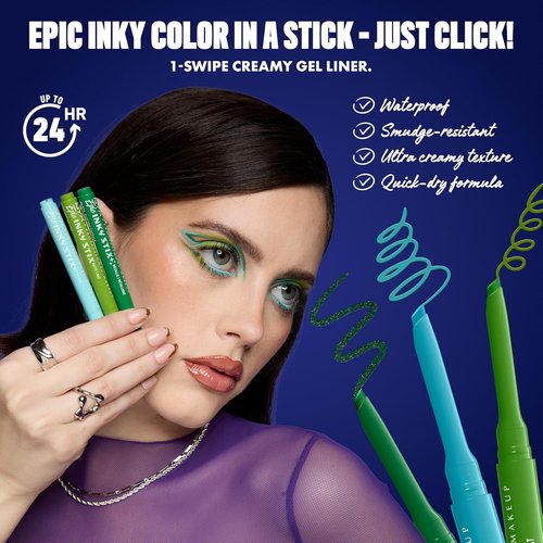NYX Professional Makeup Epic Inky Stix Eyeliner - Waterproof Cream Gel Formula | 24HR Long-Lasting Wear - 01 Black Screen (Matte Black)