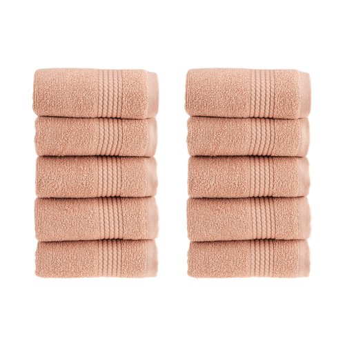 HALLEY Turkish Cotton Towels (Pack of 10) Washcloths Super Soft Highly Absorbent 100% Cotton Fingertip Towels for Bathroom and Kitchen for Mother’s Day (Peach)