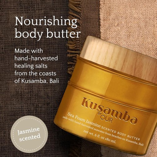 QUR SeaFoam Jasmine Body Butter - Deep Moisturizing Cream with Aloe, Shea & Olive Oil | 6oz for Dry Skin