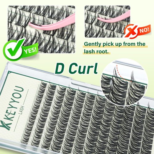 KEYYOULASH Lash Clusters Manga Lash Extension D Curl 120pcs 8-18mm Wispy Eyelash Clusters Natural Volume Eyelash Extensions Individual Lashes DIY at Home(KY03,D-8-18MIX)
