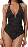 SUUKSESS Women's Sexy Halter Tankini - Tummy Control High Waisted Backless Swimsuit
