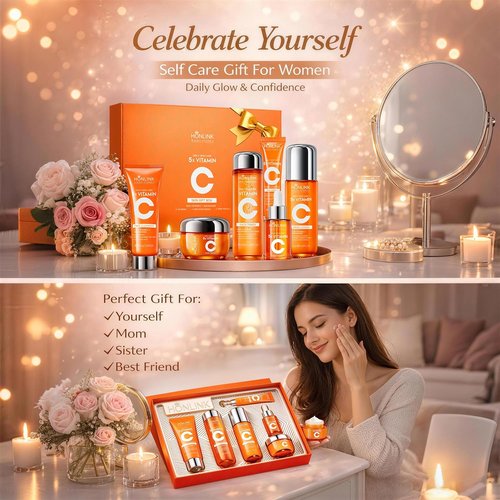 Skiennix 6-Piece Hydrating Skincare Set - Vitamin C & Niacinamide Face Care Kit | Perfect Valentine’s Day Gift for Women