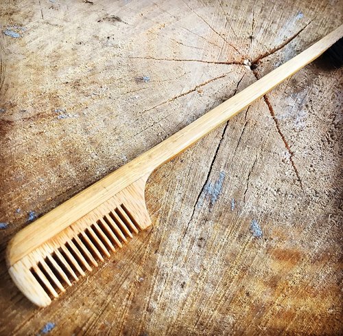 2-in-1 Sapling Mustache Brush & Comb (2-pack) from Green Beard Grmng - Boar Bristle & Bamboo