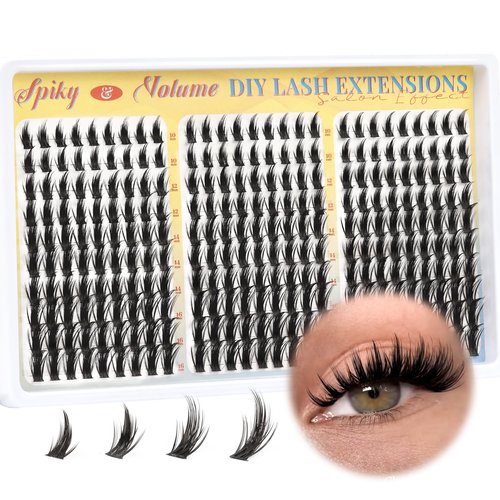 Fyonas Manga Lash Clusters Spiky Anime Cluster Eyelash Extensions 270Pcs D Curl Volume Fluffy Eyelash Clusters 10-16mm DIY Fairy Wispy Individual Lashes Natural Look (Crystal Spire)