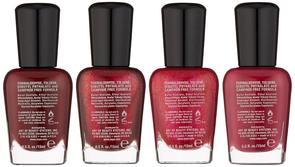 Zoya Nail Polish Quad Set - Festive Fa La La La La Colors for Stunning Manicures