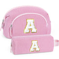 YOOLIFE Easter Gifts for Teens Girls Kids, Initial Travel Makeup Bag Cosmetic Bag Pink | Teen Girl Gifts, Gift for Women Friend Birthday Gift 11 12 13 14 15 Year Old Girl Easter Basket Stuffers Pink A