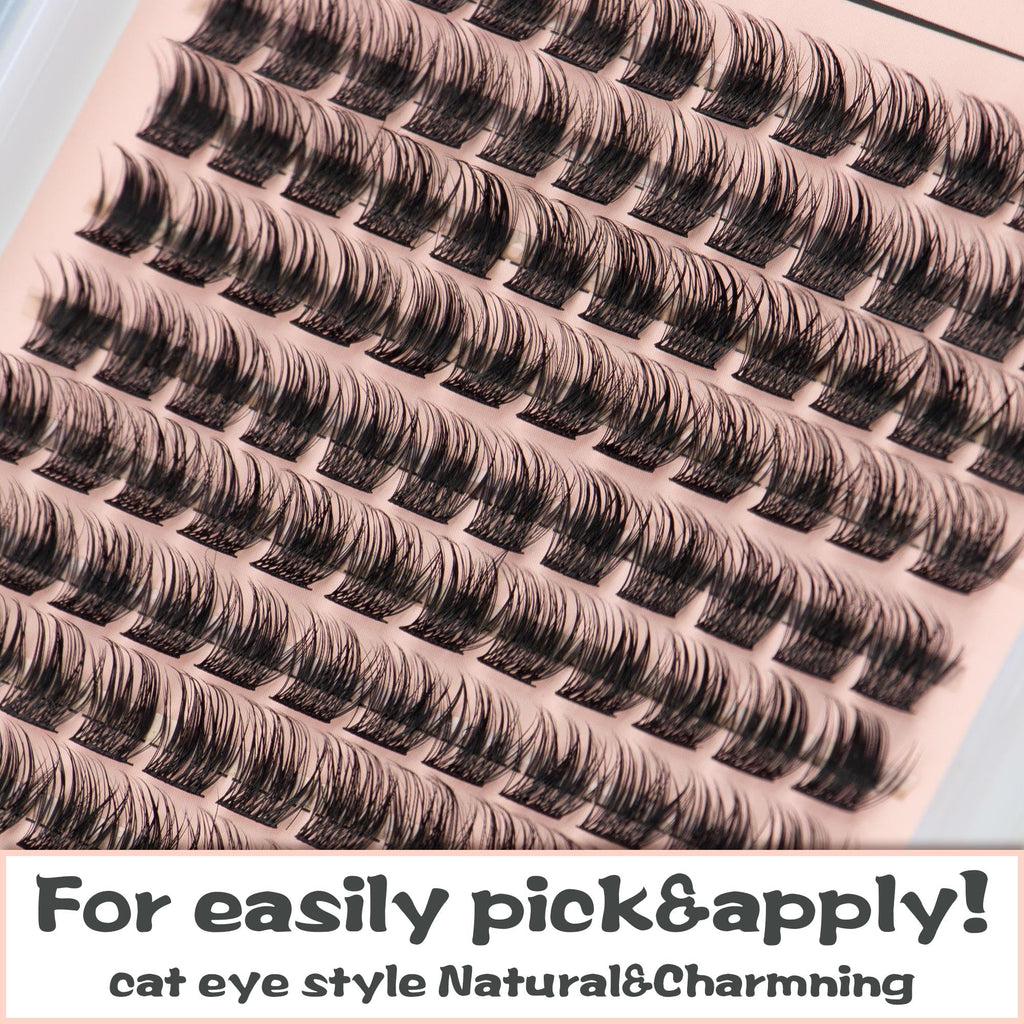 YOONOYA Lash Clusters 144 PCS 10 mm Volume Lashes Eyelash Clusters D Curl Cluster Eyelash Extensions Natural Wispy Cluster Lashes Reusable Individual Thick Lash Extension (QD-10mm)