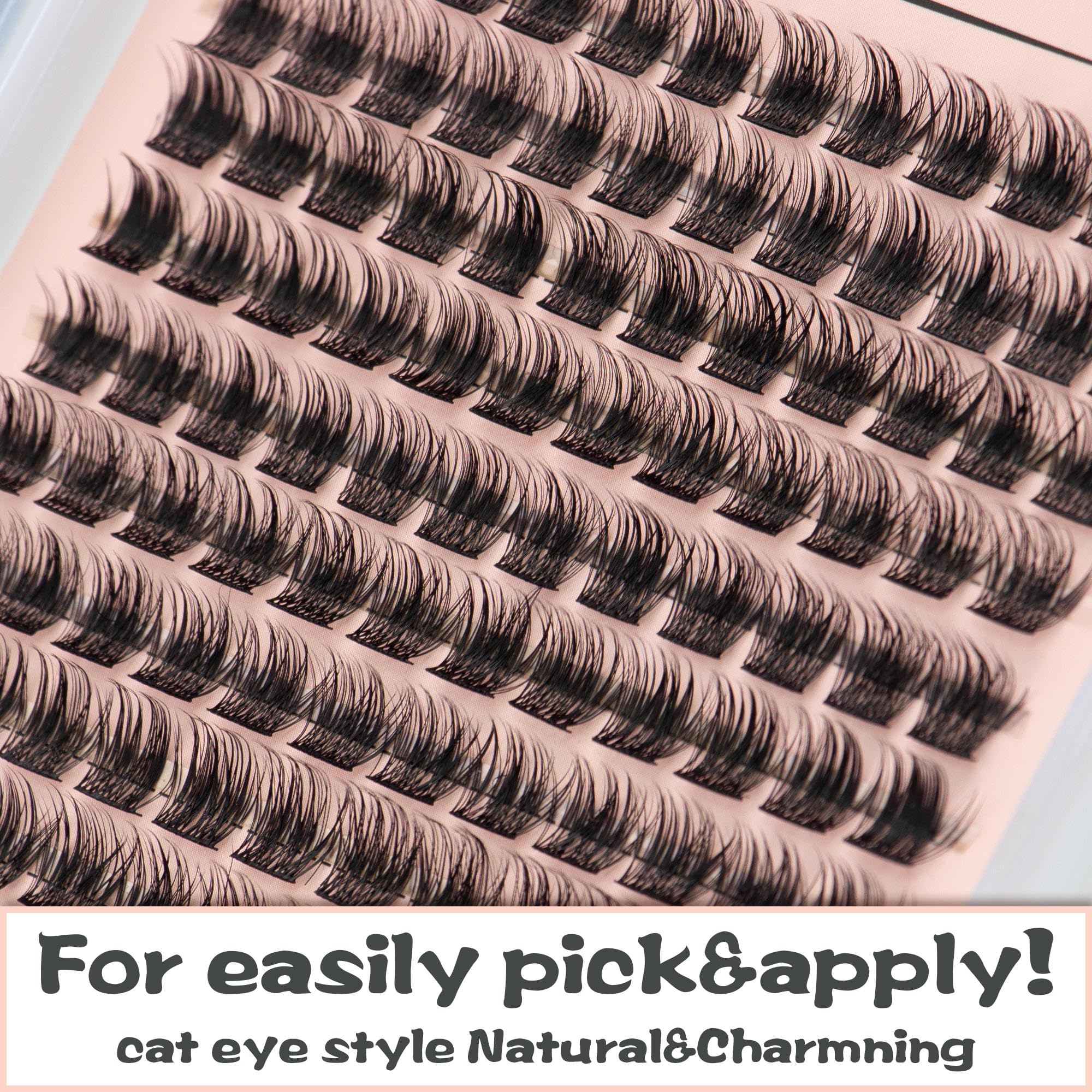 YOONOYA Lash Clusters 144 PCS 10 mm Volume Lashes Eyelash Clusters D Curl Cluster Eyelash Extensions Natural Wispy Cluster Lashes Reusable Individual Thick Lash Extension (QD-10mm)