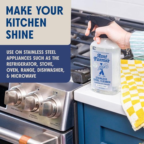 Aunt Fannie's Stainless Steel Spray Cleaner - Vinegar-Powered Residue Remover for Appliances | 16 oz