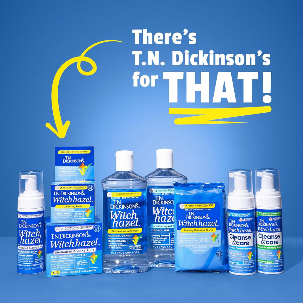 T.N. Dickinson's Witch Hazel Astringent - Alcohol-Free, 100% Natural Formula | Calms & Hydrates Skin | 16 Fl Oz