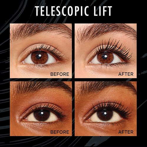 L'Oreal Paris Telescopic Lift Mascara - Lengthening & Volumizing Eye Makeup | 36HR Wear, Blackest Black, 0.33 Fl Oz
