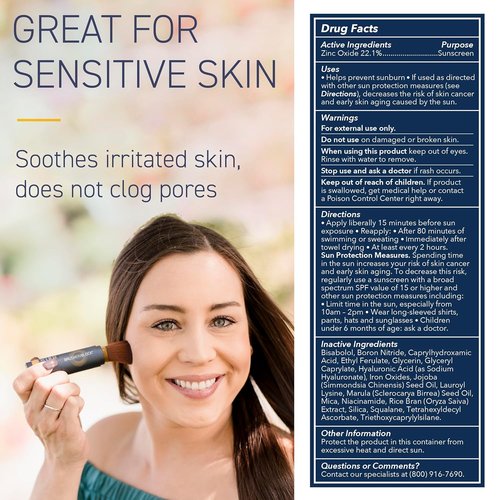 Brush On Block SPF 30 Mineral Powder Sunscreen - New Formula with Niacinamide & Vitamin C | Translucent, Water-Resistant, Reef Friendly