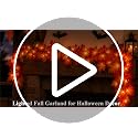 9FT Fall Garland with Lights - Connectable Orange Incandescent Bulbs, Indoor Outdoor Halloween Thanksgiving Decor - 1 Pack