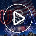 4th of July USA Letter Window Light - Red White Blue LED Hanging Lamps with Suction 3pcs - E - Patriot Decor