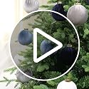 Velvet Christmas Ornaments Set - 12pcs 80mm Light Blue White Dark Blue Gray