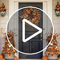 24-Inch Autumn Wreath with Lights and Timer - Fall Front Door Decor