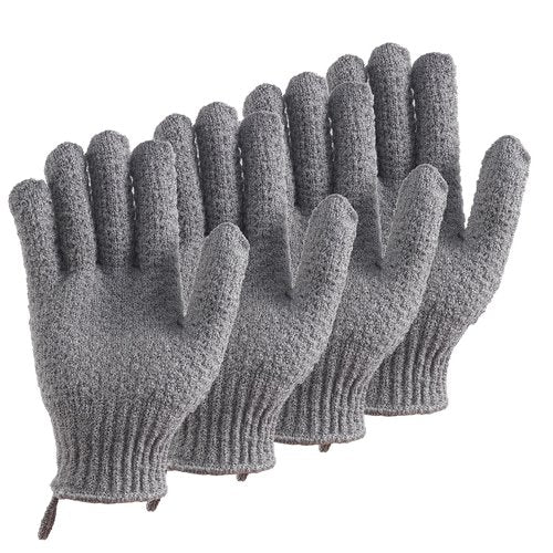CLEEDY Bath Exfoliating Gloves - 2 Pairs of Lengthened and Large Scrubbing Gloves for Shower, Spa, and Massage - Perfect for Exfoliating Body, Face, Hands, and Feet(2 paris gary)