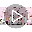 Pink Halloween Tiered Tray Decor Set - Indoor Wooden Signs with Ghost Bat Pumpkin Centerpieces