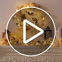 Beige Fall Wreath with Lights - 22-inch Autumn Door Decor with Pumpkins, Berries & Pine Cones
