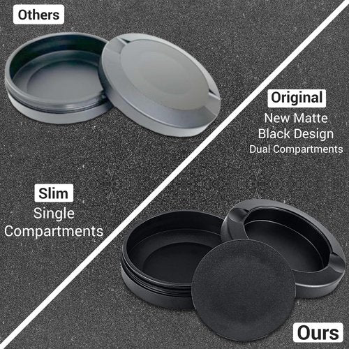 Matte Black Metal Zyn Pouch Container – Dual Compartment Storage Tin with Secure Lid