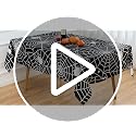 V63 Spider Web Halloween Tablecloth 52x70 Inch Rectangular Black Polyester Waterproof Decor