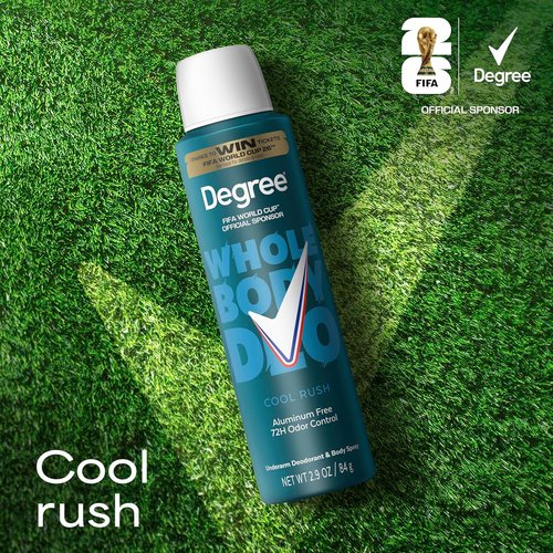 Degree Men Whole Body Deodorant - Cool Rush Scent | Aluminum-Free 72H Odor Protection, 2.9 oz