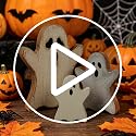 Halloween Ghost Decor Set - Crackle Distressed Wooden Ghosts for Indoor Home Halloween Decorations