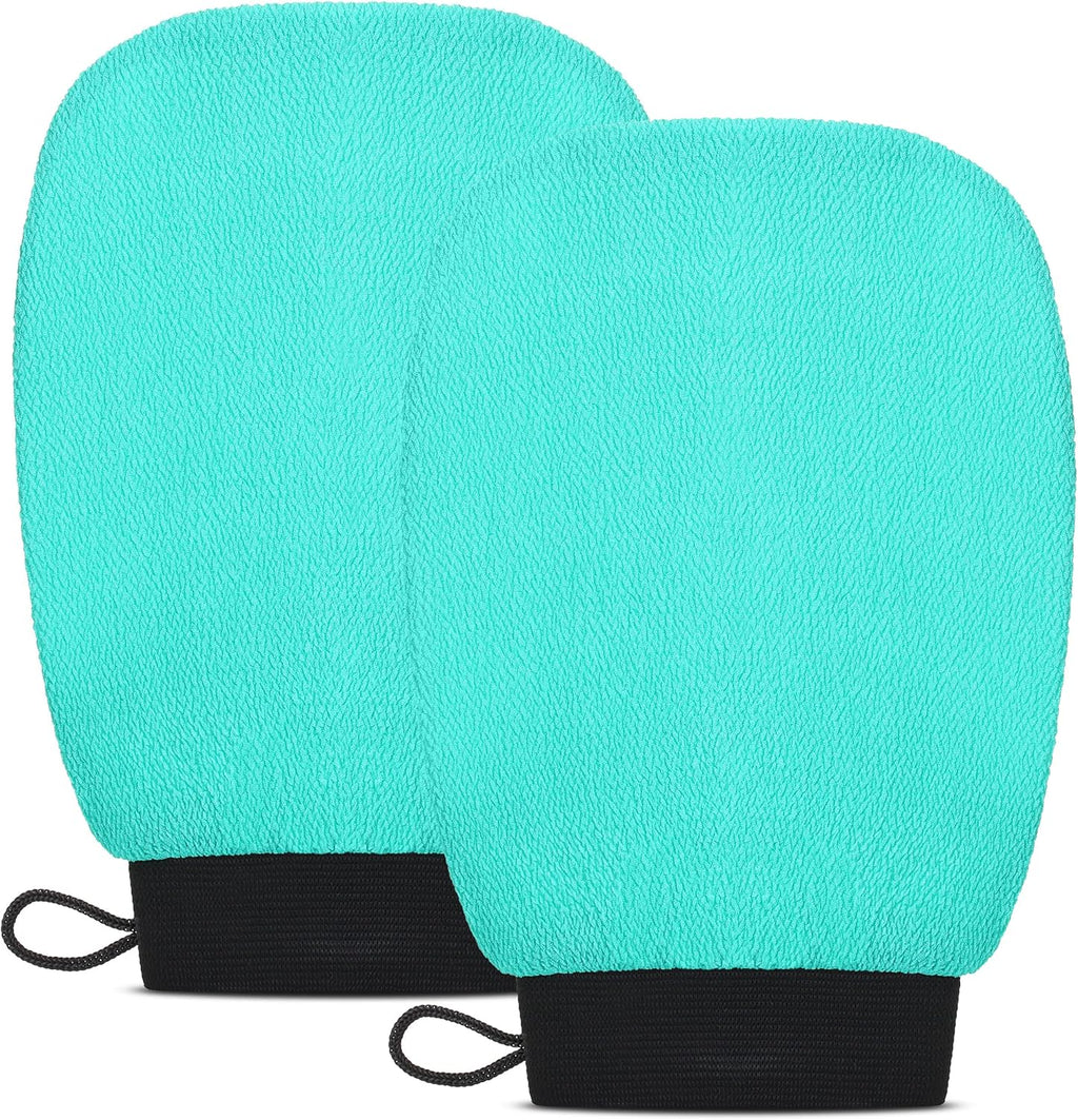 Valitic Exfoliating Glove Body Scrubber - Korean Style Dead Skin Remover & Shower Exfoliator | Turquoise Pair