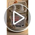Cute Halloween Decor Wooden Sign - I Need Coffee to Focus Pink Variation