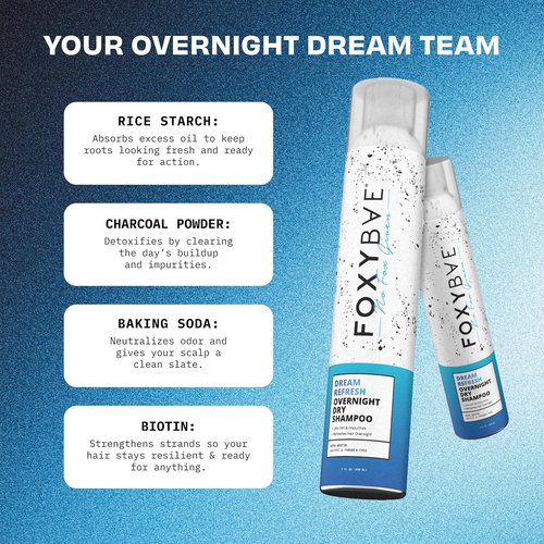 FoxyBae Overnight Dry Shampoo Spray - Biotin & Charcoal Formula for Oil Control - 7 fl oz