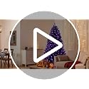 Black 6ft Artificial Christmas Tree with Purple LED Lights, Full Branch Tips & Metal Stand - Halloween & Holiday Decor