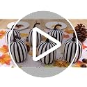 Artificial Pumpkin Set - 6 Pcs Fake Zebra Pumpkins for Fall Halloween Thanksgiving Decor 4.7 Inch