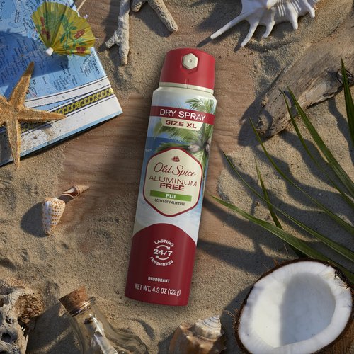 Old Spice Men's Aluminum Free Deodorant Dry Body Spray, Fiji, 24/7 Odor Protection, 4.3oz (Pack of 3)