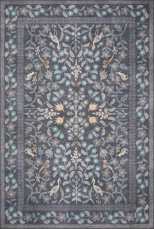 Loloi Rifle Paper Co. Accent Rug - Maison Collection Nightingale Black, 2'3" x 3'9", .19" Pile Height