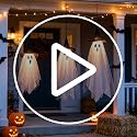 Yellow 3 Pack Halloween Ghost Decorations with Witch Hats & LED Lights Outdoor Decor