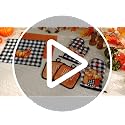 Fall Kitchen Towel Set with Pot Holders & Oven Mitts - Retro Pumpkin Pattern