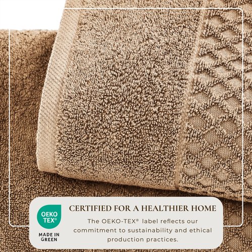 Great Bay Home Brown Washcloths - 100% Cotton 6 Pack 13x13 Washcloth Set - Absorbent, Durable, Quick-Dry Face Towels for Bathroom (Mocha)
