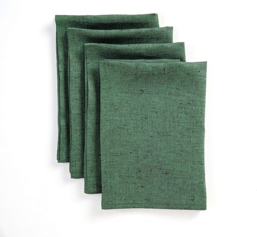 Solino Home Linen Cloth Napkins - 100% Pure Linen Forest Green Dinner Napkins | Set of 4, 20 x 20 Inch, Handcrafted & Machine Washable