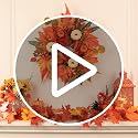 Fall Door Wreath 21 Inch Autumn Decorations with Maple Leaves Pumpkin Berries
