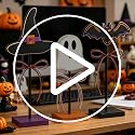Halloween Ghost Bat Witch Hat Table Decorations - 3pcs Farmhouse Rustic Halloween Decor - Variation: Witch Hat