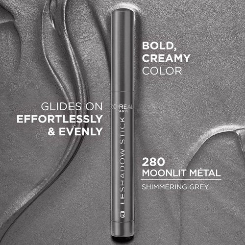 L'Oreal Paris Makeup Le Shadow Stick Eyeshadow - Blendable, Smudge-Resistant Smokey Cream, 280 Moonlit Metal