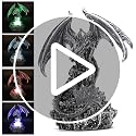 Silver Dragon Guarding Faux Crystal Light Statue with LED Glow - Fantasy Home Decor