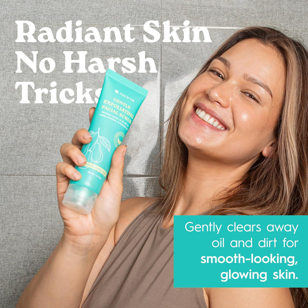 Tree To Tub Exfoliating Face Wash - Gentle Salicylic Acid Facial Scrub for Glowing Skin - Non-Irritating for All Skin Types