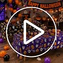 Halloween Tablecloth Disposable 54x108 Inches - Ghosts & Pumpkins, Spooky Waterproof Spillproof Cover - 8 Pack Variation of 2