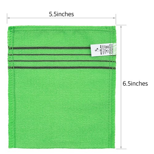 Exfoliating glove body wash loofah korean skin care face lip body scrub dry brushing body brush foot back scrubber (Green+Yellow+Red, 12 pack)
