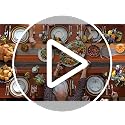 Farmhouse Cotton Linen Table Runner - 13x90 Inch Rustic Orange & Gray Decor