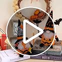 Halloween Gnome Decorations - 2 Plush Scandinavian Elf Ornaments, Handcrafted Pumpkin Bat Design, Variation of THIS listing