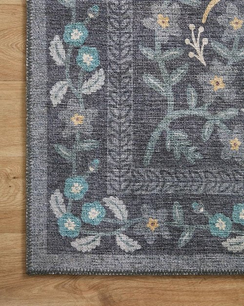 Loloi Rifle Paper Co. Accent Rug - Maison Collection Nightingale Black, 2'3" x 3'9", .19" Pile Height